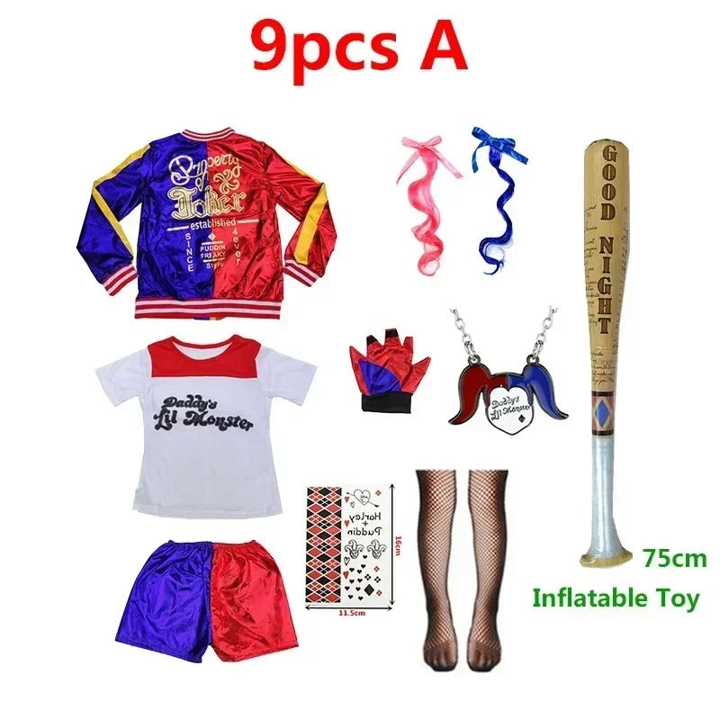 Harley-Inspired Girls Cosplay Costume Set