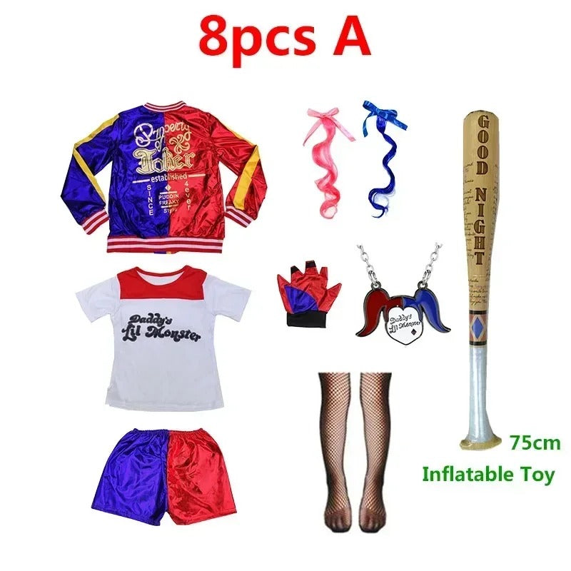 Harley-Inspired Girls Cosplay Costume Set