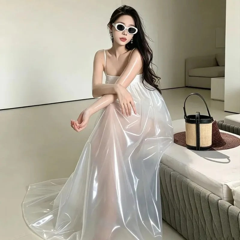 Glossy PVC Long Performance Dress