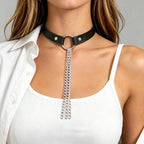 Gothic PU Leather Chain Collar