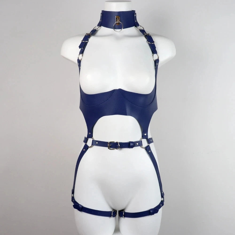 Gothic PU Leather Body Harness Set