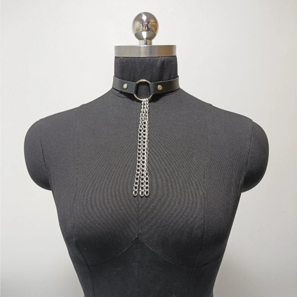 Gothic PU Leather Chain Collar