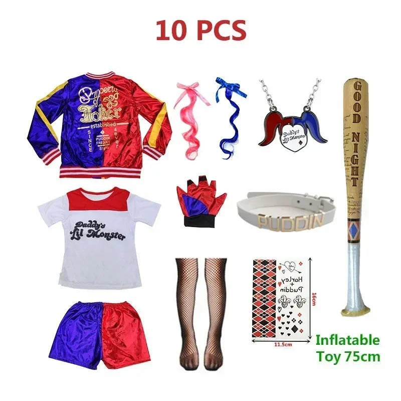 Harley-Inspired Girls Cosplay Costume Set